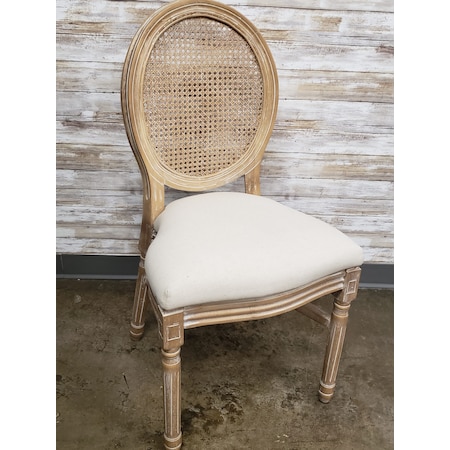 King Louis Chair, Natural With Rattan Back